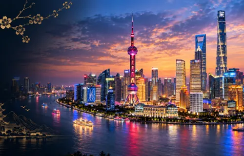 Vista noturna de Shanghai