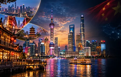 Pontos turísticos de Shanghai à noite