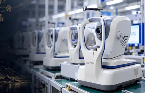 Equipamentos oftalmológicos MOPTIM em linha de produção