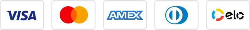Visa, Mastercard, American Express, Diners Club e Elo